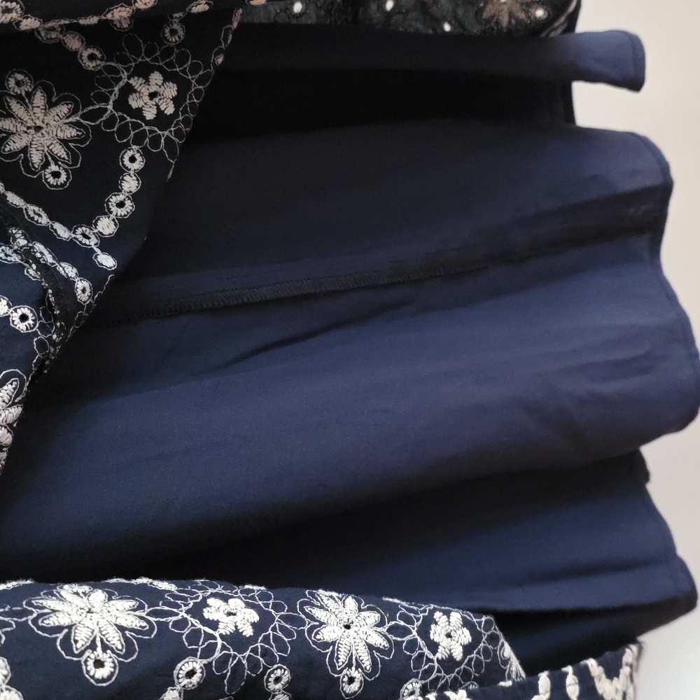 Robe Adèle Fond Marine Broderie Ecru - Picture 8 of 11